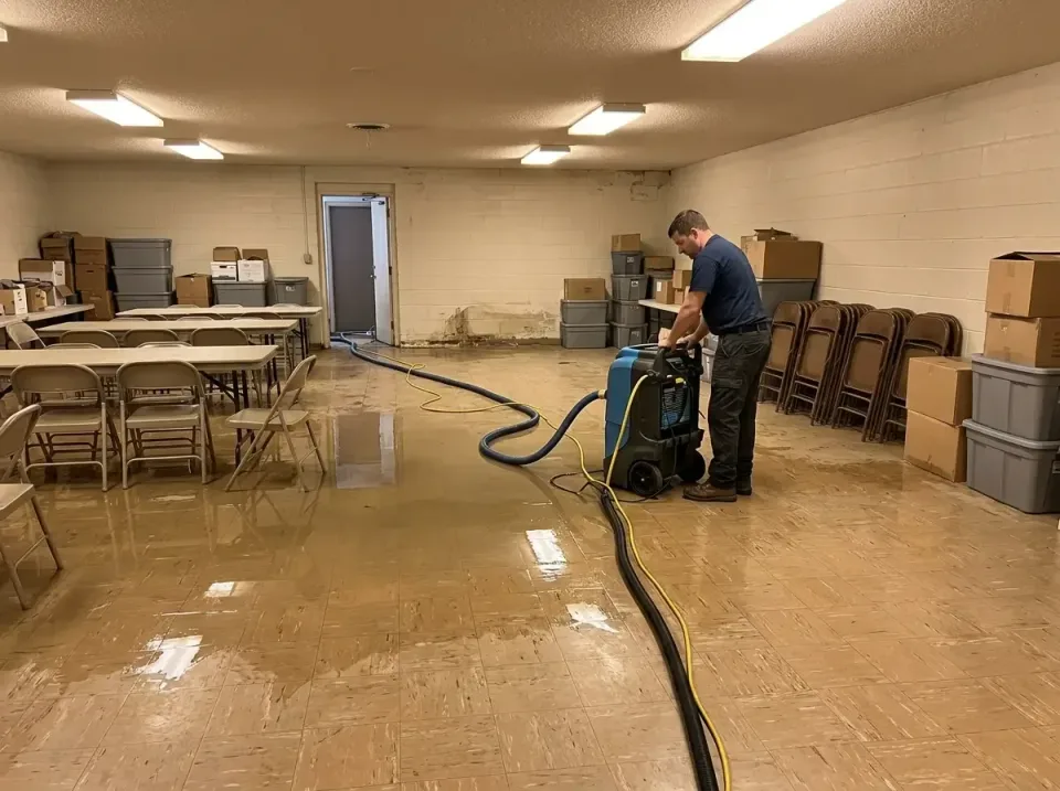 Water Extraction Machine — Water Damage Restoration — Water Extraction Machine, Technician, Folding Chairs, Water Damage Res…